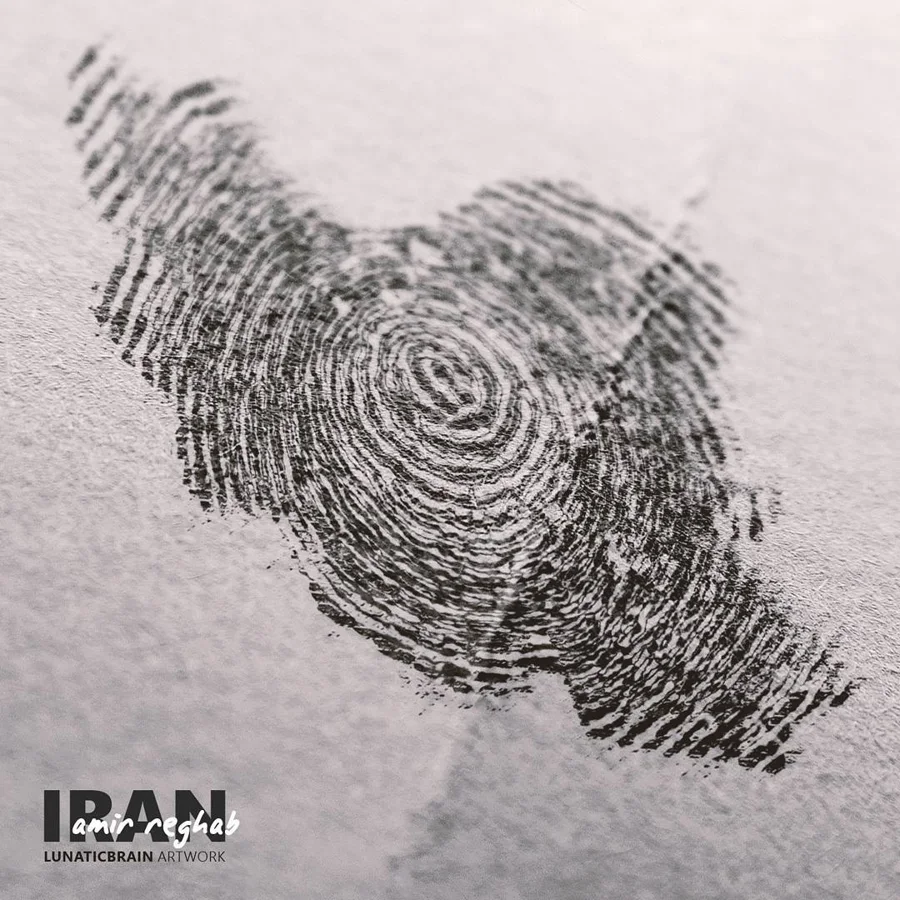 Iran-shaped fingerprint artwork