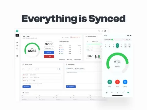 TimeTK dashboard and mobile interface